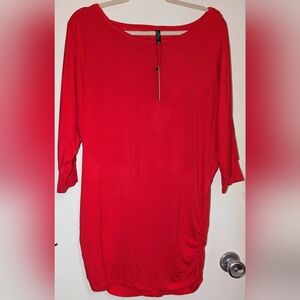 Made By Johnny Red Dolman Sleeve Ruched Tunic Top XXL NWT